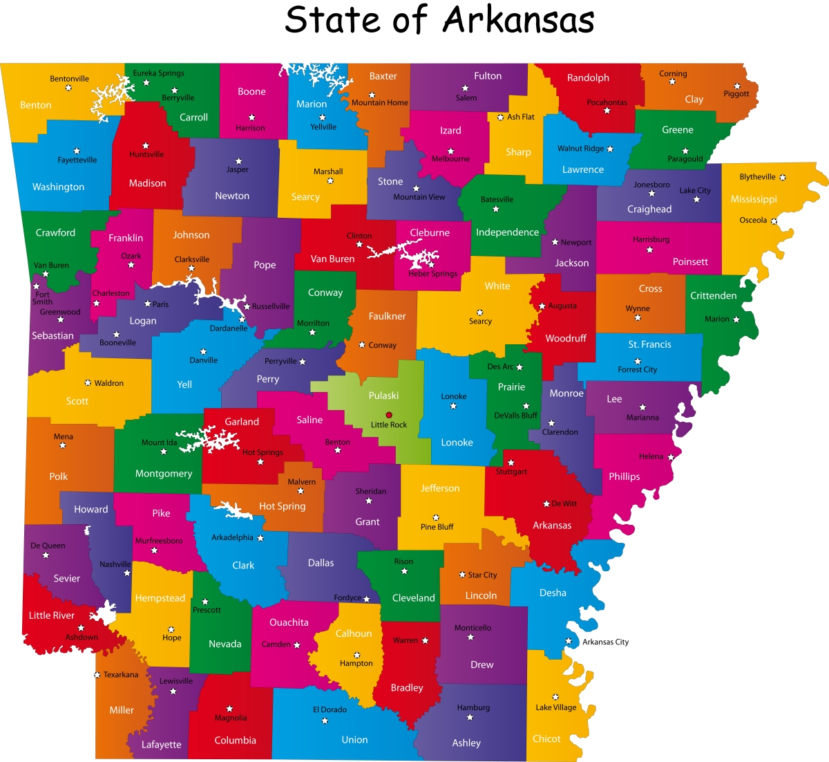 Arkansas County Map owner financed land in arkansas